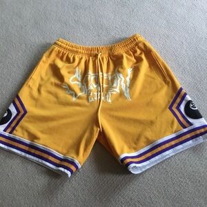 Bold Yellow Graphic Men's Athletic Shorts